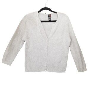 Studio Y Sweater Womens Large Gray Long Sleeve Button Up V Neck Cardigan